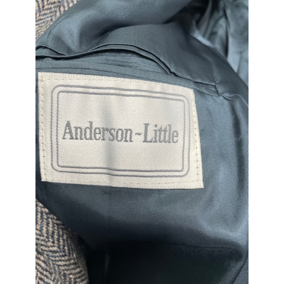 Anderson Little Blazer Harris Tweed 100% Wool Herringbone USA Leather Button‎ 44 - Picture 7 of 16